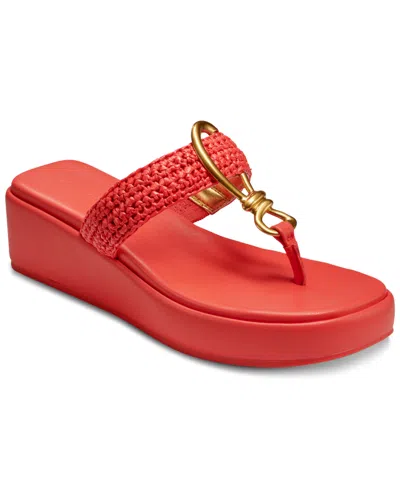 Donna Karan Harlyn Hardware Wedge Sandals In Heat