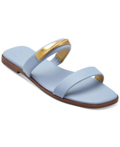 Donna Karan Harmoni Flat Sandals In Blue Frost