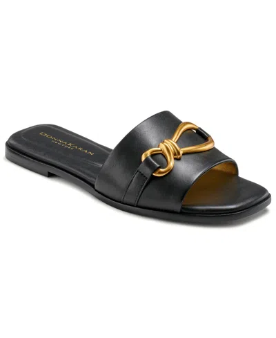 Donna Karan Haylen Hardware Slide Sandals In Black