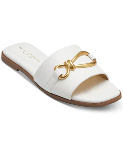 Donna Karan Haylen Hardware Slide Sandals In Bright White