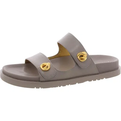 Donna Karan Hazley-flat Sandal Womens Laceless Leather Slide Sandals In Grey