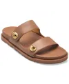 Donna Karan Hazley Sandals Women's Brown Leather Slip-on Slide Gal1220 In Brown