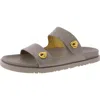 Donna Karan Hazley-flat Sandal Womens Laceless Leather Slide Sandals In Grey