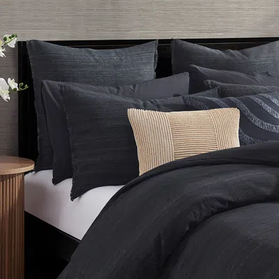 Donna Karan Home Elements Raw Silk Blend King Sham In Black