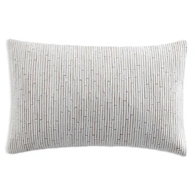 Donna Karan Home Embroidered Block Decorative Pillow, 11 X 22 In Linen