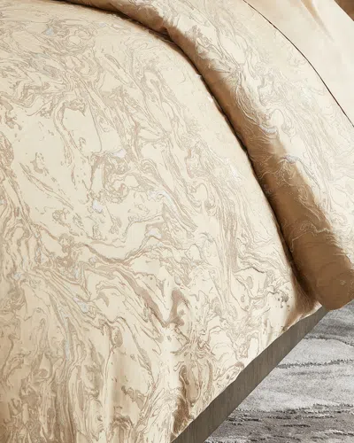 Donna Karan Home Liquid Marble Queen Duvet In Gold