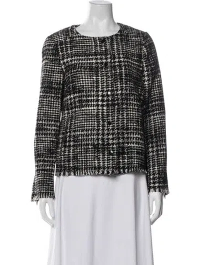 Pre-owned Donna Karan Houndstooth Print Jacket In Black