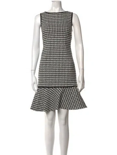 Pre-owned Donna Karan Houndstooth Print Mini Dress In White