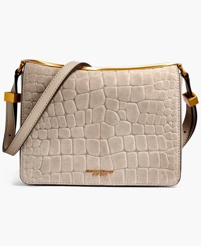 Donna Karan Jericho Croco Suede Small Shoulder Bag In Brown