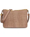 Donna Karan Jericho Croco Wave Flap Shoulder With Sculpted Hardware In Toasted Almond