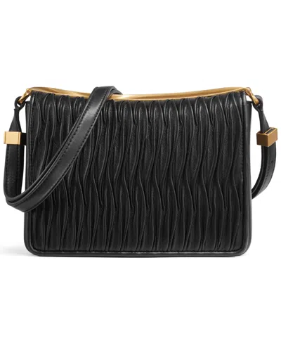 Donna Karan Jericho Flap Shoulder With Sculpted Hardware In Black,gold