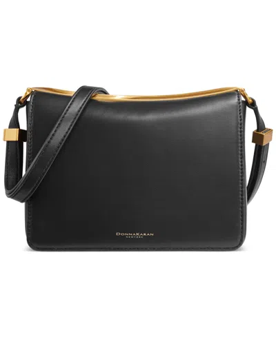 Donna Karan Jericho Flap Shoulder With Sculpted Hardware In Black,gold