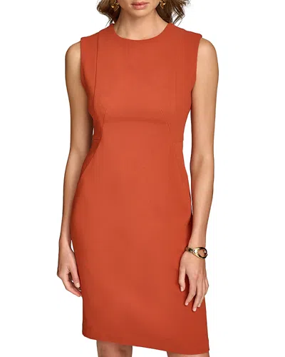 Donna Karan Jewel Neck Sleeveless Dress In Burnt Orange