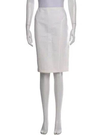 Pre-owned Donna Karan Knee-length Skirt In White