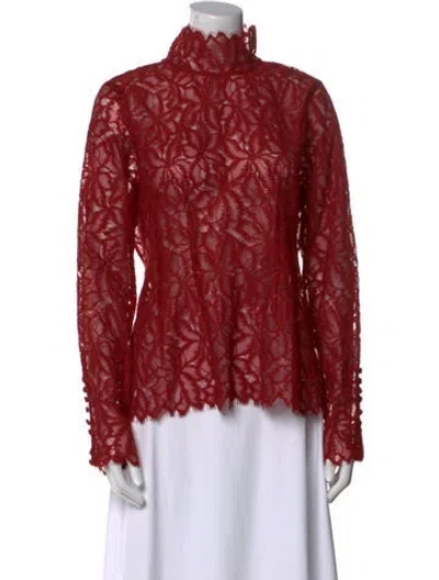 Pre-owned Donna Karan Lace Lace Pattern Blouse W/ Tags In Red