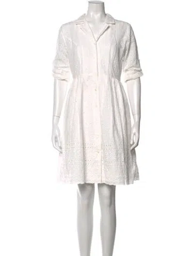 Pre-owned Donna Karan Lace Pattern Knee-length Dress In White