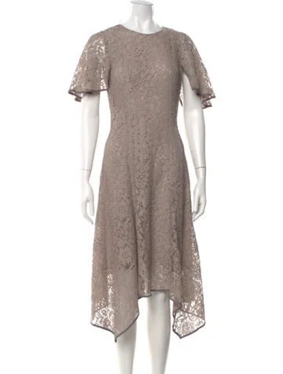 Pre-owned Donna Karan Lace Pattern Long Dress In Neutral