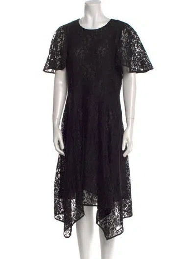 Pre-owned Donna Karan Lace Pattern Midi Length Dress In Black