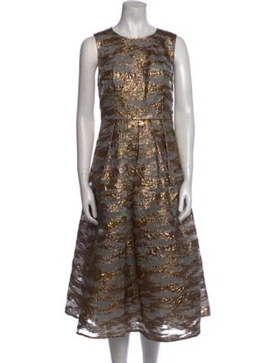 Pre-owned Donna Karan Lace Pattern Midi Length Dress In Brown
