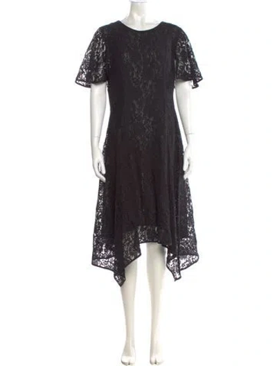 Pre-owned Donna Karan Lace Pattern Midi Length Dress W/ Tags In Black