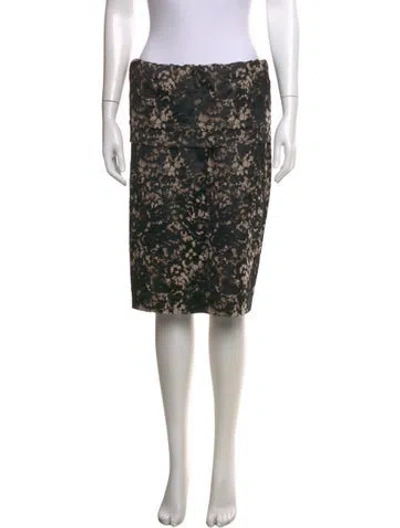 Pre-owned Donna Karan Lace Pattern Midi Length Skirt In Black