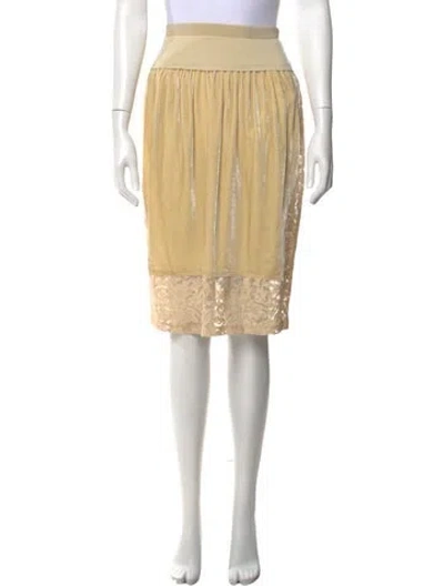 Pre-owned Donna Karan Lace Pattern Midi Length Skirt In Neutral