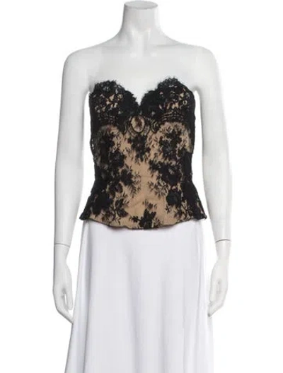 Pre-owned Donna Karan Lace Pattern Strapless Top In Multi