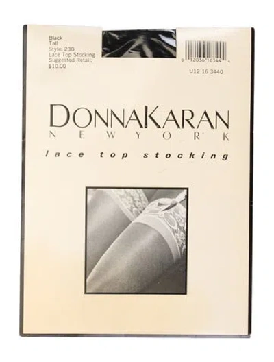 Pre-owned Donna Karan Lace Top Stockings W/tags In Black