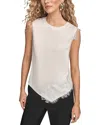 Donna Karan Lace Trim Top In White