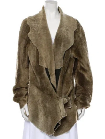 Pre-owned Donna Karan Lamb Fur Faux Fur Jacket In Brown