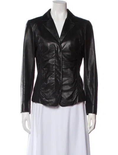 Pre-owned Donna Karan Lamb Leather Blazer In Black