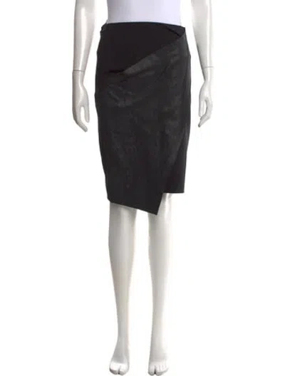 Pre-owned Donna Karan Lamb Leather Knee-length Skirt In Black