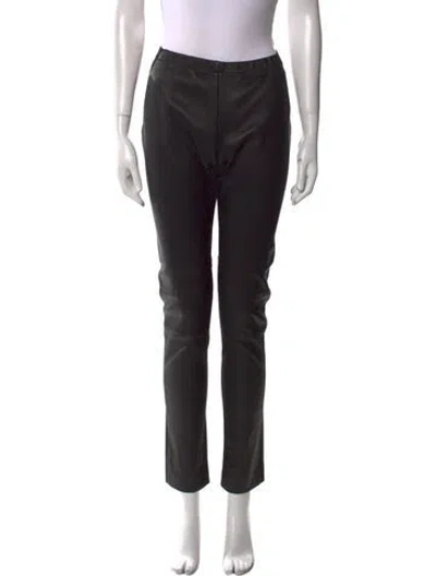 Pre-owned Donna Karan Lamb Leather Skinny Leg Pants In Black