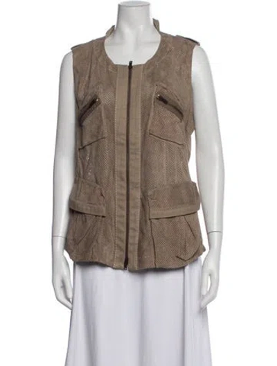 Pre-owned Donna Karan Lamb Leather Vest In Brown