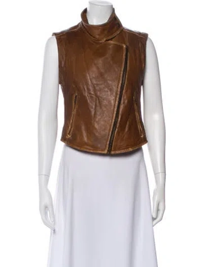 Pre-owned Donna Karan Lambskin Biker Jacket In Brown