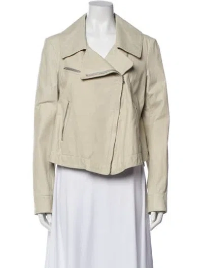 Pre-owned Donna Karan Lambskin Biker Jacket In Neutral