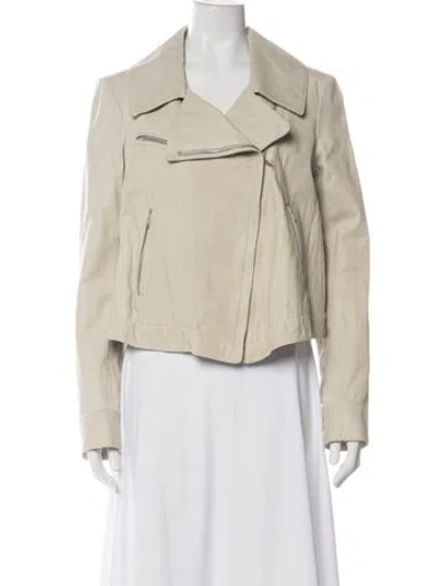 Pre-owned Donna Karan Lambskin Biker Jacket In Neutral