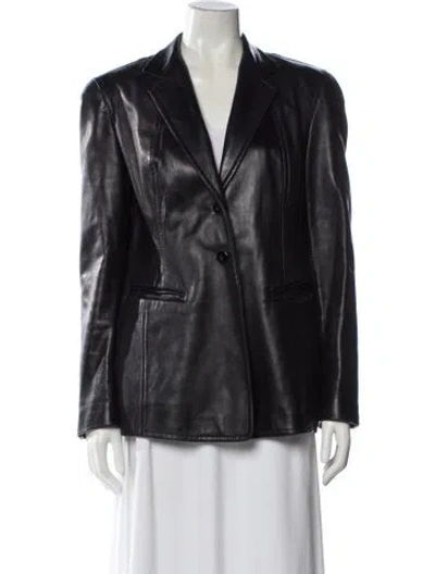 Pre-owned Donna Karan Lambskin Blazer In Black