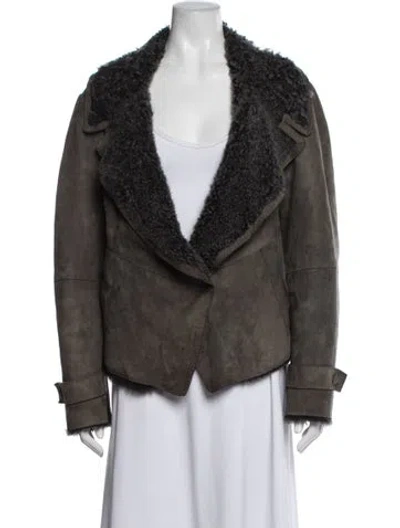 Pre-owned Donna Karan Lambskin Jacket In Grey