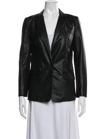 Pre-owned Donna Karan Lambskin Patterned Blazer In Black
