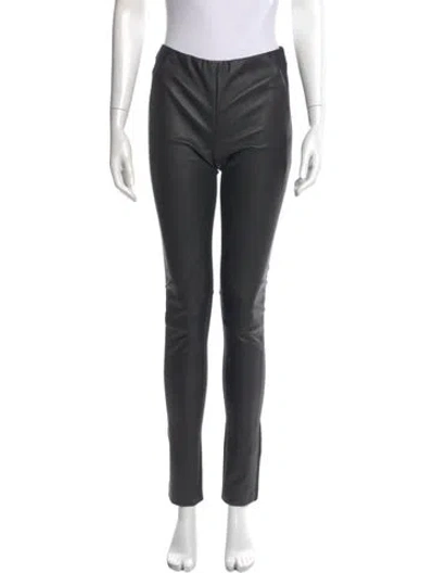 Pre-owned Donna Karan Lambskin Skinny Leg Pants In Gray
