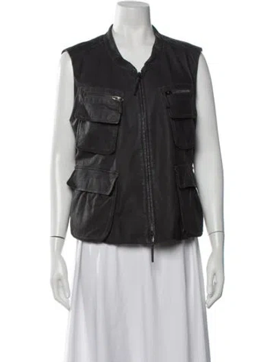 Pre-owned Donna Karan Lambskin Utility Jacket In Black