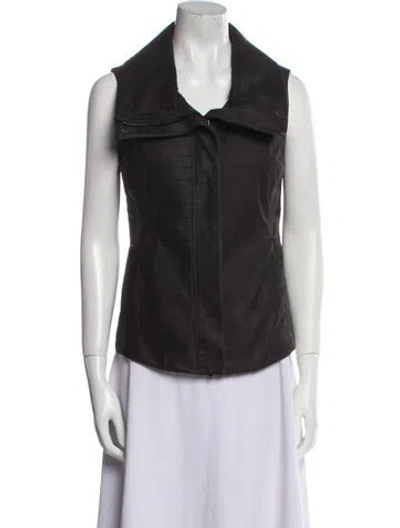 Pre-owned Donna Karan Lambskin Vest In Blue