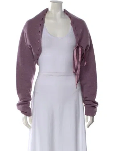 Pre-owned Donna Karan Lambswool Open Front Sweater In Purple