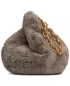 Donna Karan Lawrence Faux Fur Wristlet Wallet With Chain Strap In Gray