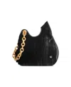 Donna Karan Lawrence Velvet Wristlet With Pave Chain Strap In Black,gold