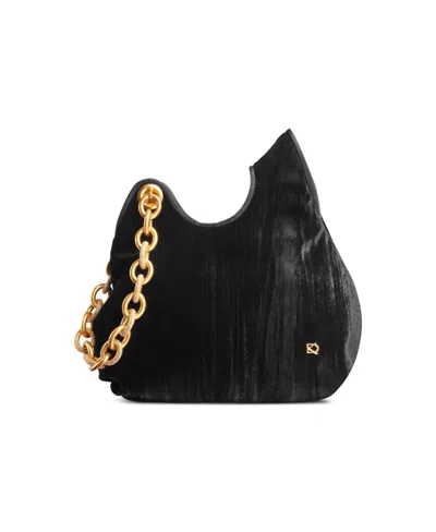 Donna Karan Lawrence Velvet Wristlet With Pave Chain Strap In Black,gold