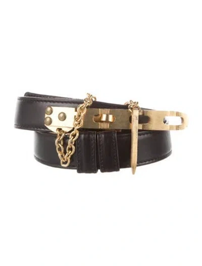Pre-owned Donna Karan Leather Belt In Black