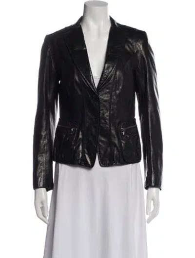Pre-owned Donna Karan Leather Blazer In Black