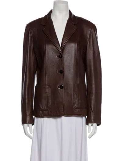 Pre-owned Donna Karan Leather Blazer In Brown